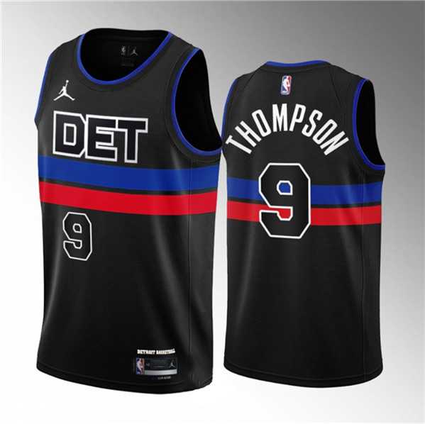 Mens Detroit Pistons #9 Ausar Thompson Black 2023 Draft Statement Edition Stitched Basketball Jersey->detroit pistons->NBA Jersey